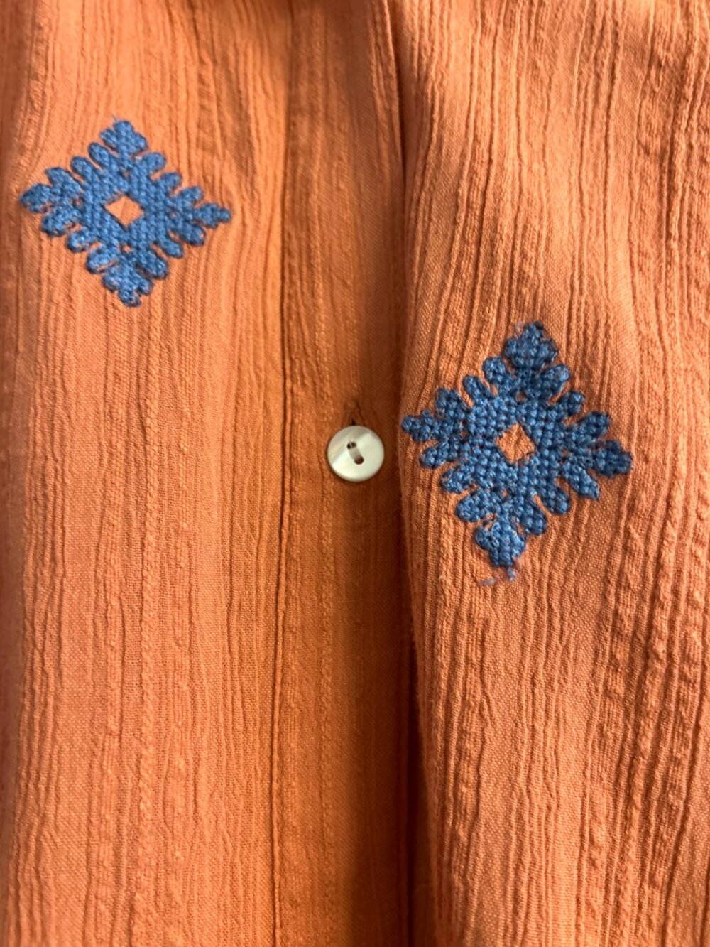 Pure Jill J Jill Terracotta Embroidered Shirt Dress Gauze Cotton Button Up 2X - Picture 4 of 8